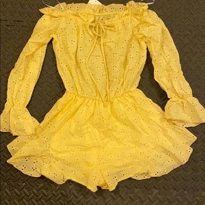 Eyelet Lace, Off-Shoulder Romper